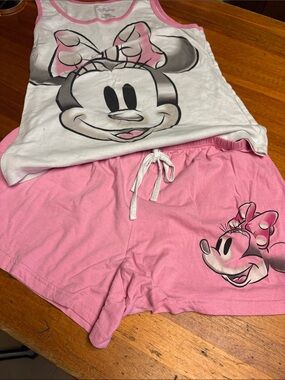 Disney Minnie Mouse Pink & White Tank and Shorts Pajama Set